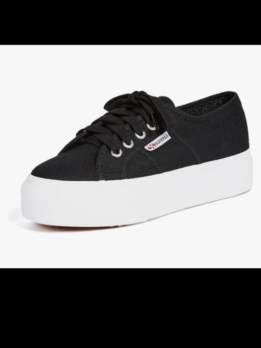 Superga Black Canvas Platform Lace-Up Sneaker